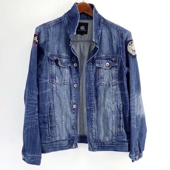 Rock & Republic Distressed Blue Denim Jacket Women's / Men’s Size Extra Large XL - Picture 1 of 12